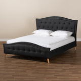 Baxton Studio Felisa Modern and Contemporary Charcoal Grey Fabric Upholstered and Button Tufted King Size Platform Bed