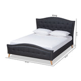 Baxton Studio Felisa Modern and Contemporary Charcoal Grey Fabric Upholstered and Button Tufted King Size Platform Bed