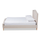 Baxton Studio Felisa Modern and Contemporary Beige Fabric Upholstered and Button Tufted King Size Platform Bed