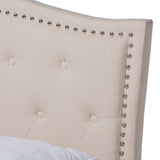 Baxton Studio Felisa Modern and Contemporary Beige Fabric Upholstered and Button Tufted King Size Platform Bed