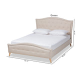 Baxton Studio Felisa Modern and Contemporary Beige Fabric Upholstered and Button Tufted King Size Platform Bed