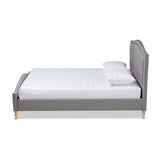 Baxton Studio Felisa Modern and Contemporary Grey Fabric Upholstered and Button Tufted King Size Platform Bed