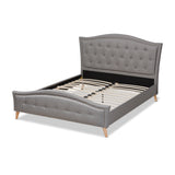 Baxton Studio Felisa Modern and Contemporary Grey Fabric Upholstered and Button Tufted King Size Platform Bed