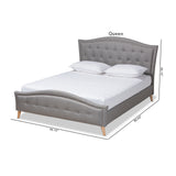 Baxton Studio Felisa Modern and Contemporary Grey Fabric Upholstered and Button Tufted King Size Platform Bed