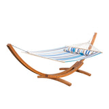 Richardson Outdoor Modern Hammock, Blue, Brown, and White Stripes Noble House