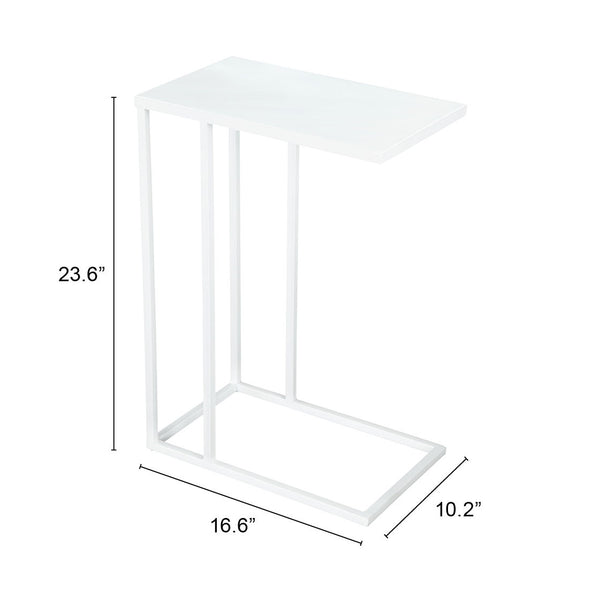 Zuo Modern Atom Iron Modern Commercial Grade Side Table White Iron