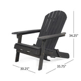Bellwood Outdoor Acacia Wood Folding Adirondack Chair, Dark Gray