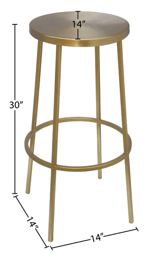Tyson Iron Contemporary Gold Iron Bar Stool - 14" W x 14" D x 30" H