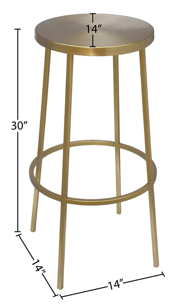 Tyson Iron Contemporary Gold Iron Bar Stool - 14" W x 14" D x 30" H