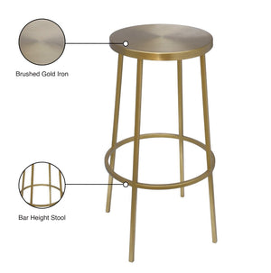 Tyson Iron Contemporary Gold Iron Bar Stool - 14" W x 14" D x 30" H