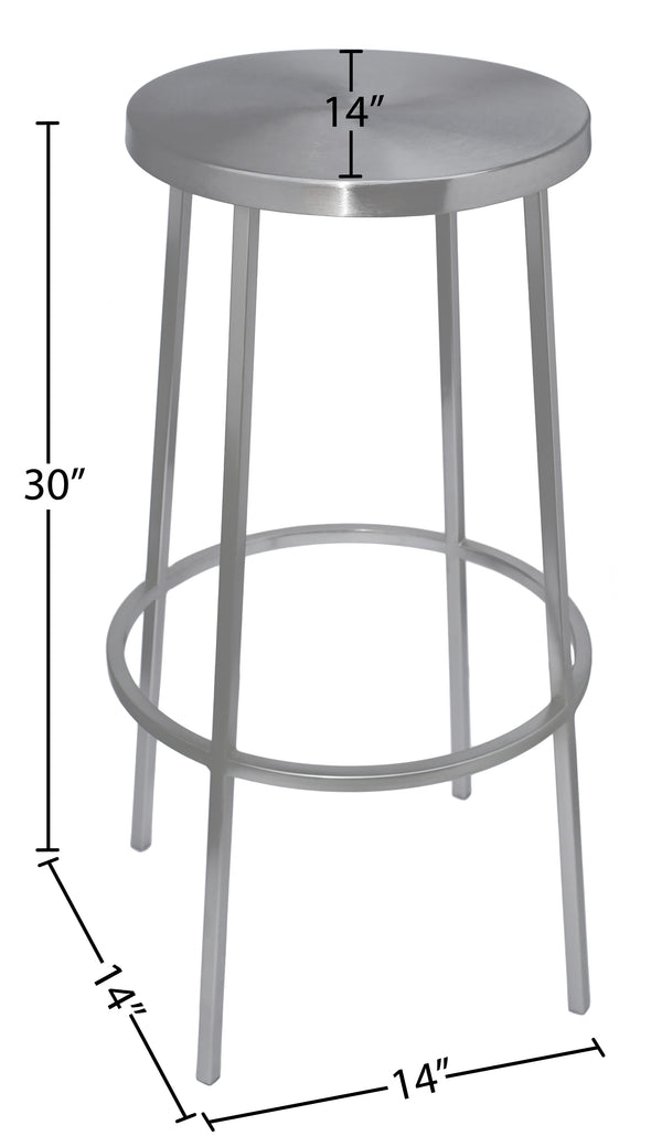 Tyson Iron Contemporary Silver Iron Bar Stool - 14" W x 14" D x 30" H