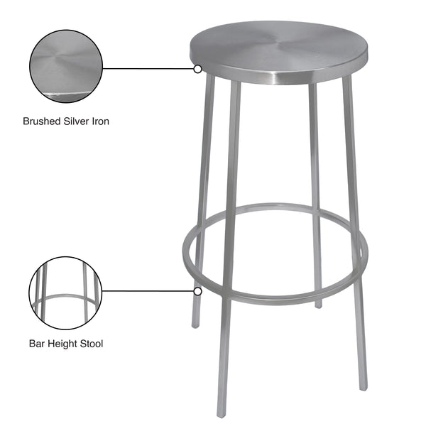 Tyson Iron Contemporary Silver Iron Bar Stool - 14" W x 14" D x 30" H