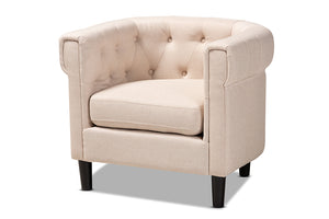 Baxton Studio Bisset Classic and Traditional Beige Fabric Upholstered Chesterfield Chair