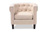 Baxton Studio Bisset Classic and Traditional Beige Fabric Upholstered Chesterfield Chair