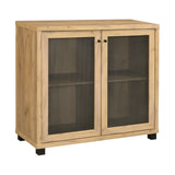 Casual Accent Cabinet with Two Mesh Doors Golden Oak