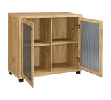 Casual Accent Cabinet with Two Mesh Doors Golden Oak