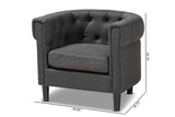 Baxton Studio Bisset Classic and Traditional Gray Fabric Upholstered Chesterfield Chair