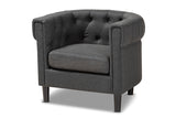 Baxton Studio Bisset Classic and Traditional Gray Fabric Upholstered Chesterfield Chair