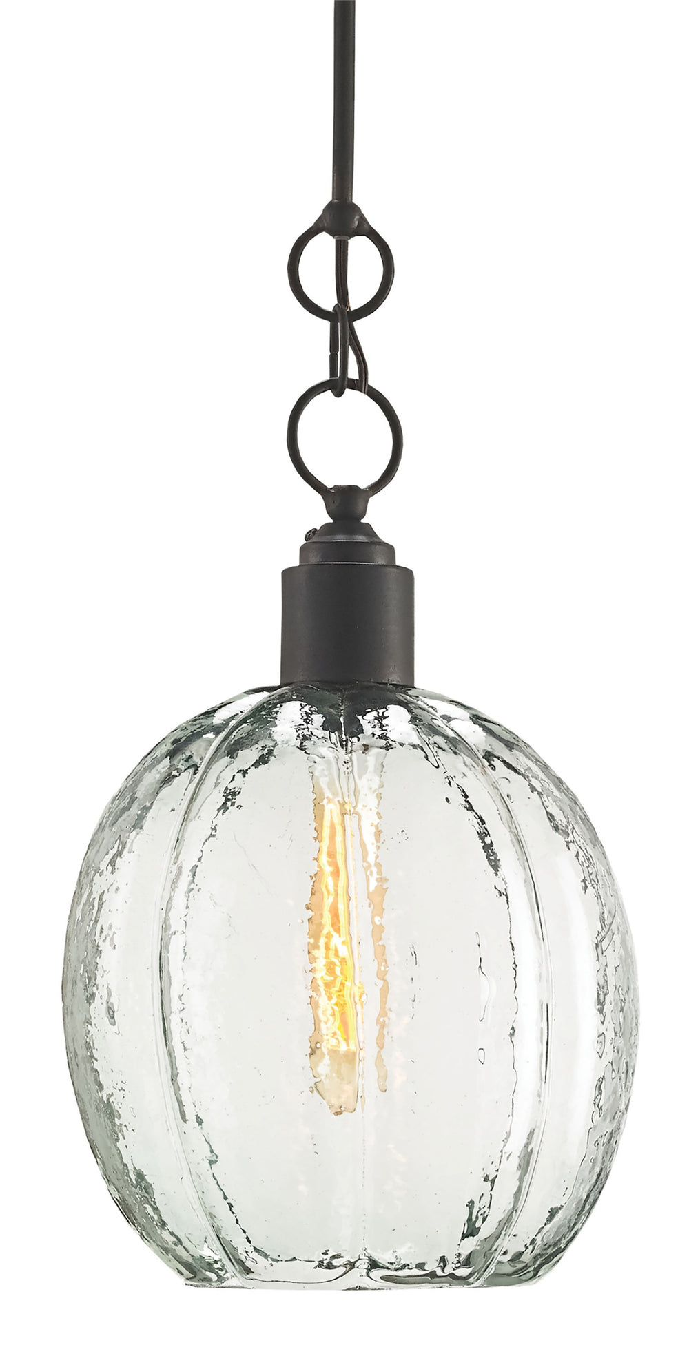 Aquaterra Pendant Light - Recycled Glass Shade, Adjustable Hanging Height, Old Iron Finish Elegance