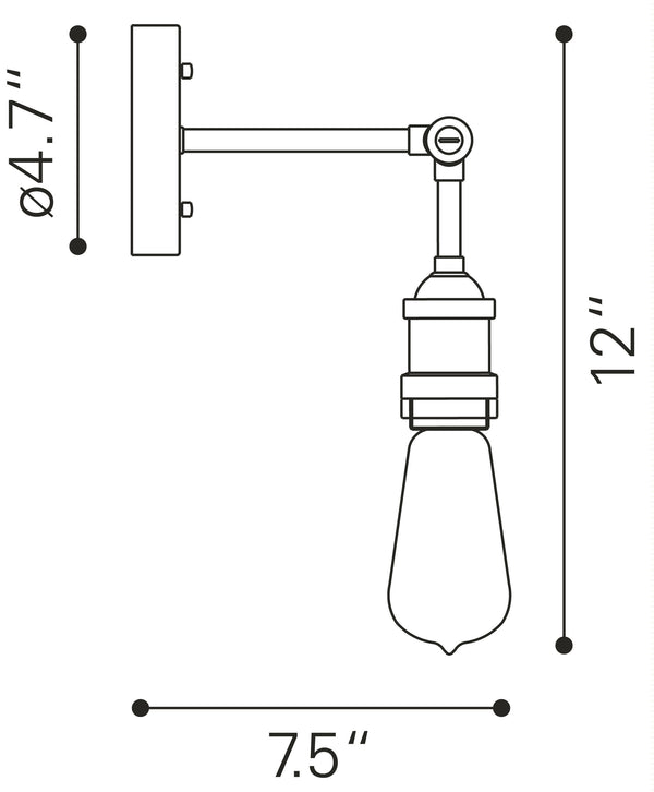 Zuo Modern Miserite Steel Industrial Commercial Grade Wall Lamp Antique Black, Gold, Copper Steel