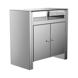 Contemporary 2-door Accent Cabinet Clear Mirror and Silver