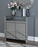 Contemporary 2-door Accent Cabinet Clear Mirror and Silver