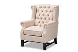 Charrette Transitional Fabric Upholstered Button Tufted Armchair