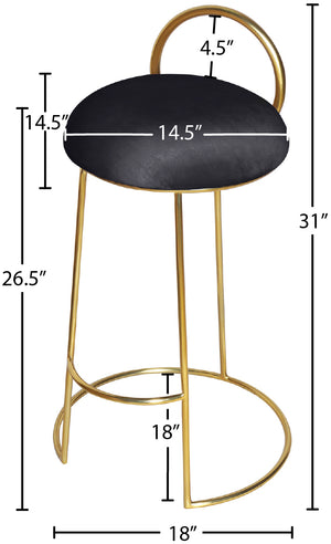 Ring Velvet / Engineered Wood / Iron / Foam Contemporary Black Velvet Counter Stool - 18" W x 18" D x 31" H