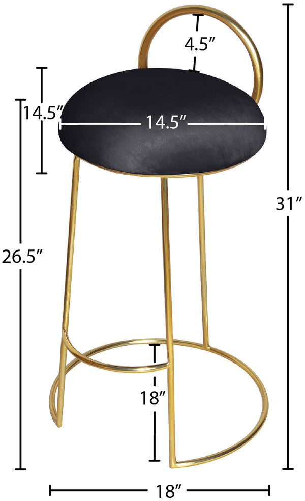 Ring Velvet / Engineered Wood / Iron / Foam Contemporary Black Velvet Counter Stool - 18" W x 18" D x 31" H