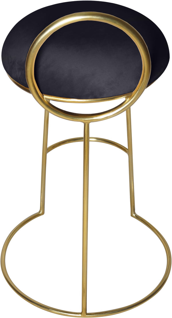 Ring Velvet / Engineered Wood / Iron / Foam Contemporary Black Velvet Counter Stool - 18" W x 18" D x 31" H