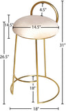 Ring Velvet / Engineered Wood / Iron / Foam Contemporary Cream Velvet Counter Stool - 18" W x 18" D x 31" H