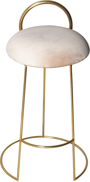 Ring Velvet / Engineered Wood / Iron / Foam Contemporary Cream Velvet Counter Stool - 18" W x 18" D x 31" H