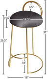 Ring Velvet / Engineered Wood / Iron / Foam Contemporary Grey Velvet Counter Stool - 18" W x 18" D x 31" H