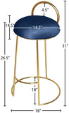 Ring Velvet / Engineered Wood / Iron / Foam Contemporary Navy Velvet Counter Stool - 18" W x 18" D x 31" H