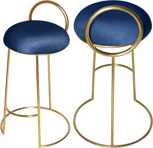 Ring Velvet / Engineered Wood / Iron / Foam Contemporary Navy Velvet Counter Stool - 18" W x 18" D x 31" H