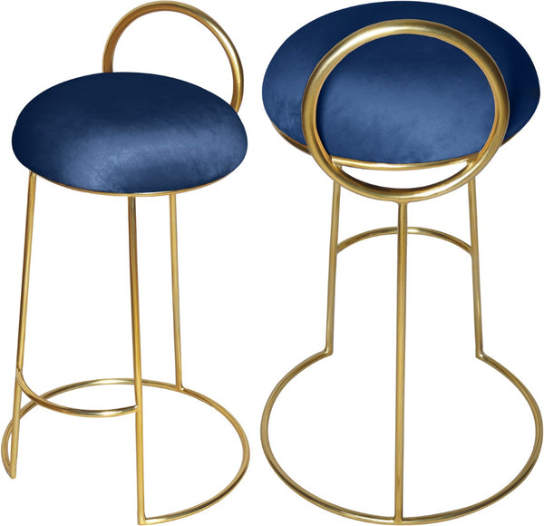 Ring Velvet / Engineered Wood / Iron / Foam Contemporary Navy Velvet Counter Stool - 18" W x 18" D x 31" H