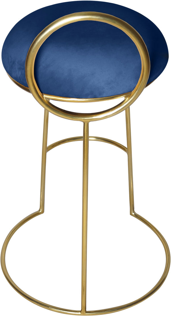 Ring Velvet / Engineered Wood / Iron / Foam Contemporary Navy Velvet Counter Stool - 18" W x 18" D x 31" H