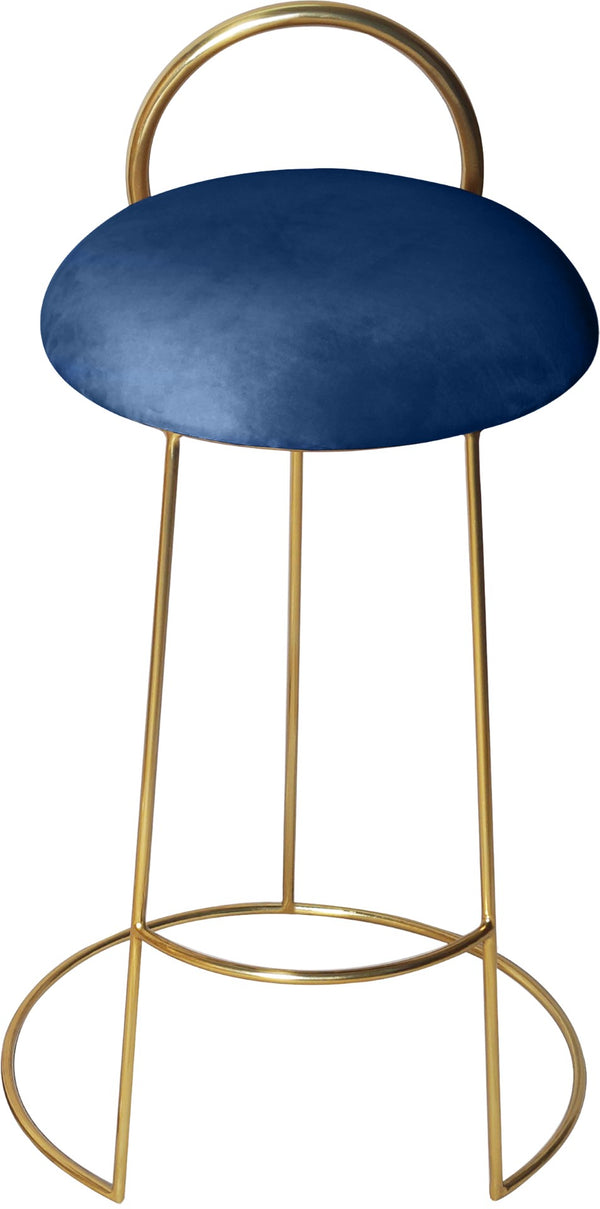 Ring Velvet / Engineered Wood / Iron / Foam Contemporary Navy Velvet Counter Stool - 18" W x 18" D x 31" H