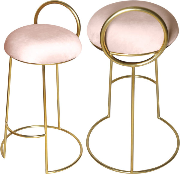 Ring Velvet / Engineered Wood / Iron / Foam Contemporary Pink Velvet Counter Stool - 18" W x 18" D x 31" H