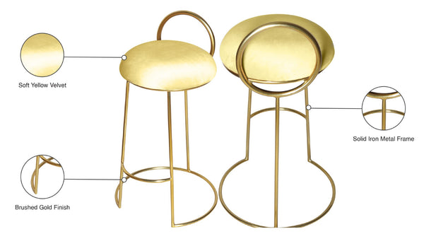 Ring Velvet / Engineered Wood / Iron / Foam Contemporary Yellow Velvet Counter Stool - 18" W x 18" D x 31" H