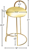 Ring Velvet / Engineered Wood / Iron / Foam Contemporary Yellow Velvet Counter Stool - 18" W x 18" D x 31" H