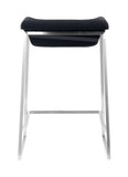 English Elm EE2949 100% Polyester, Stainless Steel Modern Commercial Grade Counter Stool Set - Set of 2 Dark Gray, Silver 100% Polyester, Stainless Steel