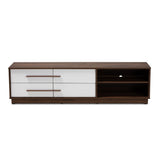 Baxton Studio Mette Mid-Century Modern Two-Tone White and Walnut Finished 4-Drawer Wood TV Stand