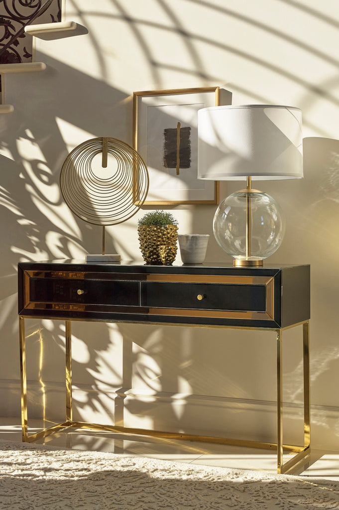Contemporary 2-drawer Console Table Black and Gold
