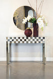 Contemporary Checker Pattern Rectangular Console Table Silver