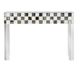 Contemporary Checker Pattern Rectangular Console Table Silver