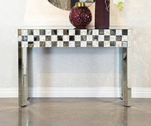 Contemporary Checker Pattern Rectangular Console Table Silver