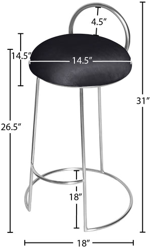 Ring Velvet / Engineered Wood / Iron / Foam Contemporary Black Velvet Counter Stool - 18" W x 18" D x 31" H