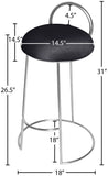 Ring Velvet / Engineered Wood / Iron / Foam Contemporary Black Velvet Counter Stool - 18" W x 18" D x 31" H