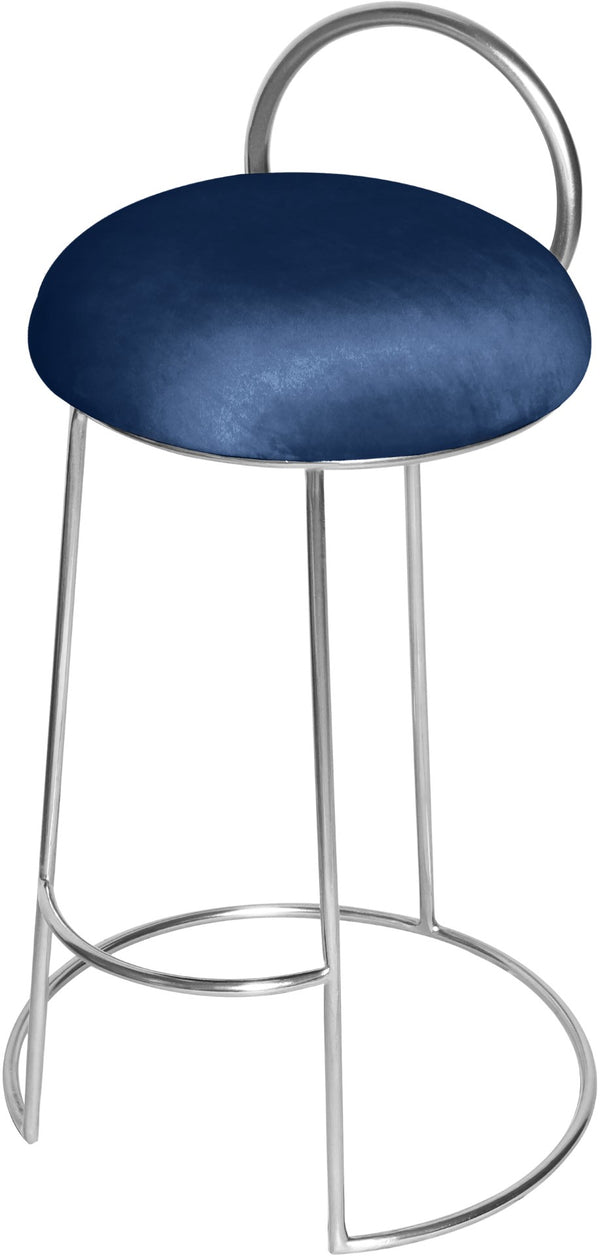 Ring Velvet / Engineered Wood / Iron / Foam Contemporary Navy Velvet Counter Stool - 18" W x 18" D x 31" H
